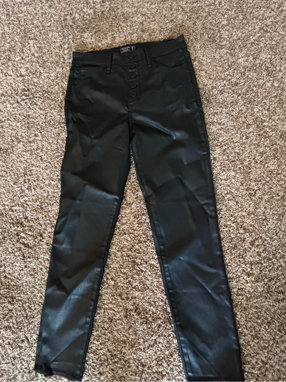 Abercrombie & Fitch Black Coated Skinny Pants